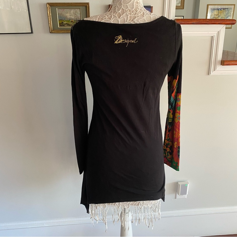 DESIGUAL Black Print Tunic Medium - Picture 3 of 8